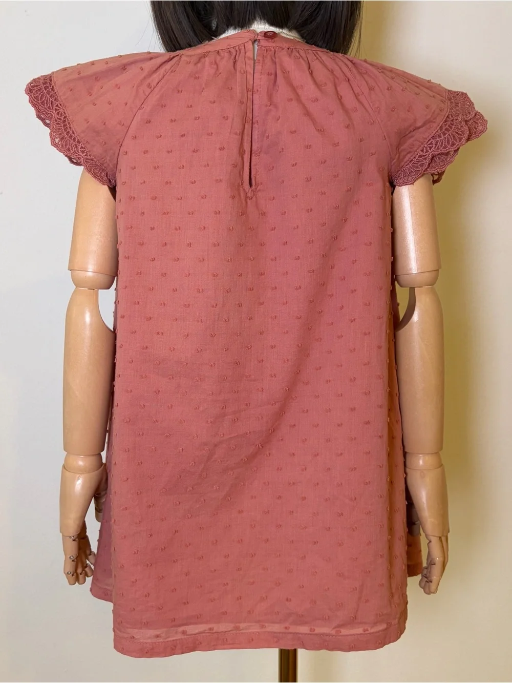 Old Navy Girls 4T Dusty Rose Swiss Dot Lace Flutter Sleeve Cotton Mini Dress